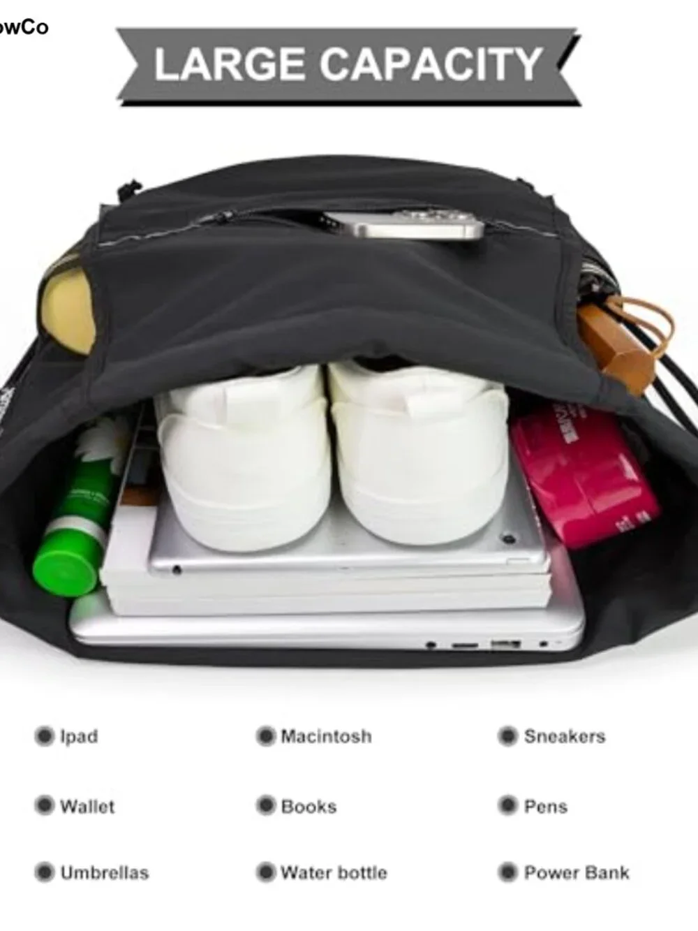 Drawstring Backpack Gym Bag Mesh Pockets String Bag Men Women Sports Travel